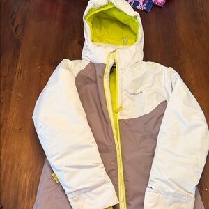 Patagonia Cream and Gray Hooded Jacket